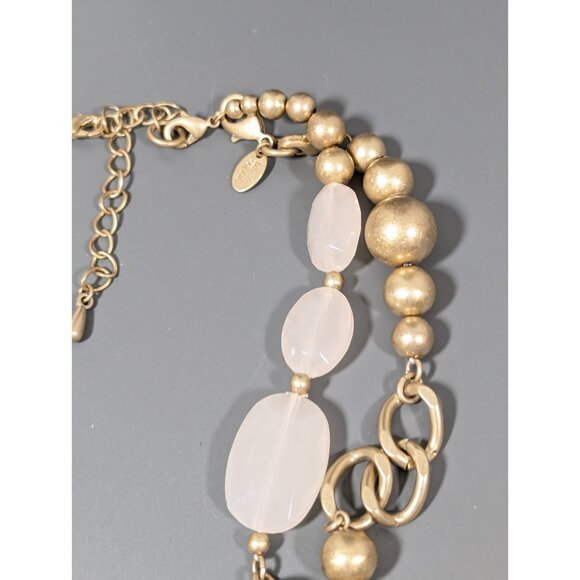 Lia Sophia Cashmere Necklace Convertible Two Strand Blush Pink Bead Statement - Picture 5 of 8